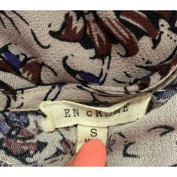 En Creme Burgundy Floral Boho Dress with pockets Size Medium - Picture 6 of 6